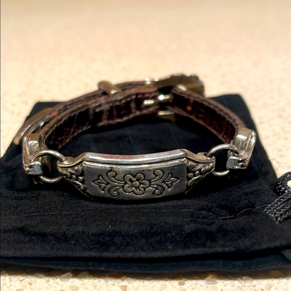 Brighton Jewelry - Brighton Vintage Silver and Brown Buckle Bracelet